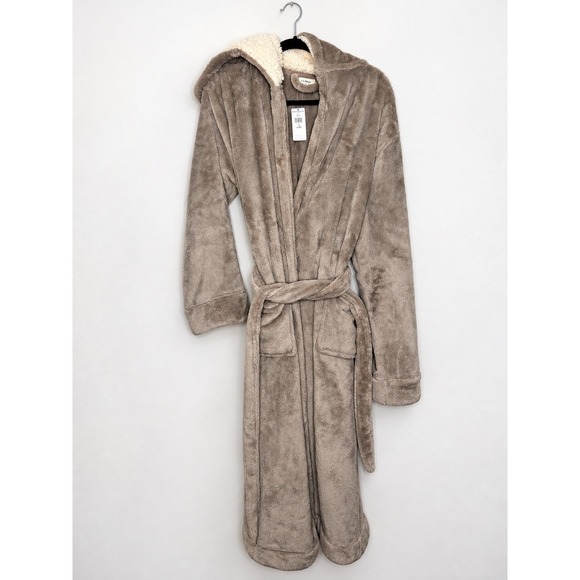L.L. Bean Other - LL Bean Gray Hooded Fleece 50" Long WICKED PLUSH ROBE Women's Size Large New NWT